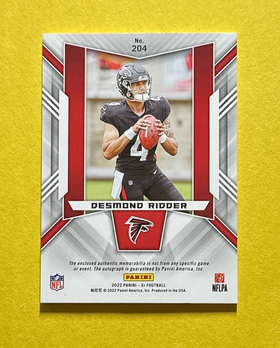 2022 PANINI XR DESMOND RIDDER ROOKIE PATCH AUTO /49 #204 FALCONS