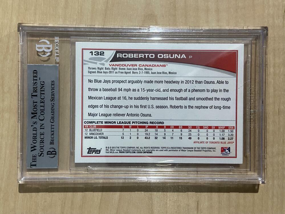 2013 TOPPS PRO DEBUT ROBERTO OSUNA BECKETT AUTHENTIC AUTO 