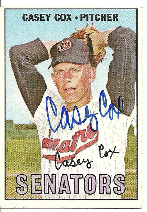 CASEY COX WASHINGTON SENATORS SIGNED AUTOGRAPHED 1969 TOPPS CARD #414 W/COA