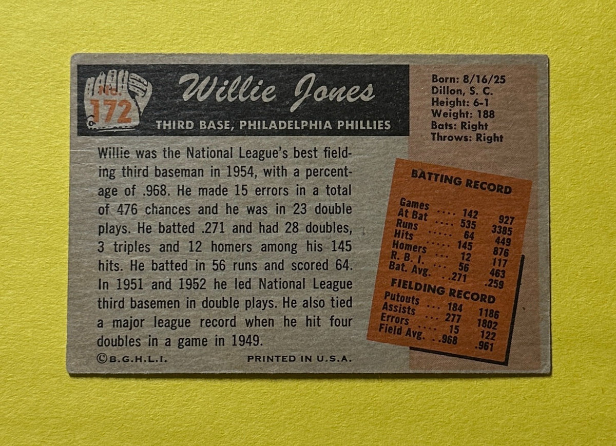 1955 BOWMAN WILLIE JONES #172 PHILLIES