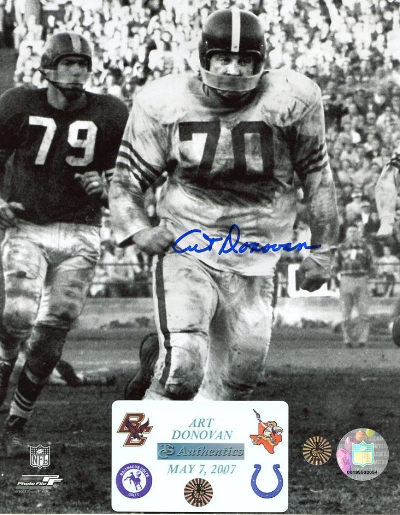 ART DONOVAN BALTIMORE COLTS DECEASED SIGNED AUTO. 8X10 PHOTO W/ CREDIT CARD COA 