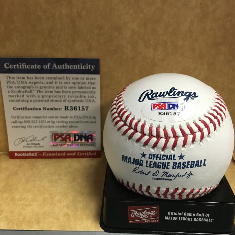 LEWIS BRINSON MILWAUKEE BREWERS ROOKIE BALL M.L. SIGNED BASEBALL PSA R36157