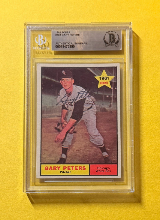 1961 TOPPS GARY PETERS #303 SIGNED AUTO CARD BECKETT AUTHENTIC WHITE SOX