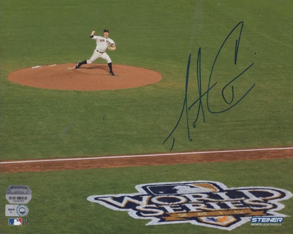 MATT CAIN GIANTS W.S. GIANTS MLB MOUNTED MEMORIES SIGNED 8X10 PHOTO W/ COA