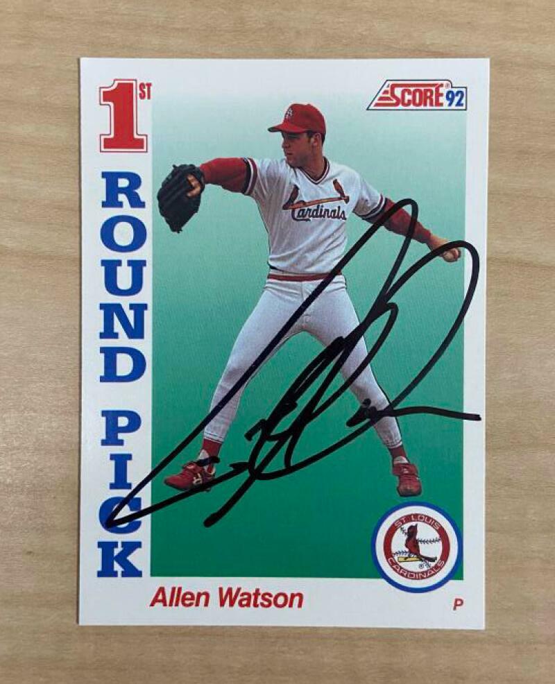 ALLEN WATSON ST LOUIS CARDINALS SIGNED AUTOGRAPHED 1992 SCORE CARD #799 W/COA