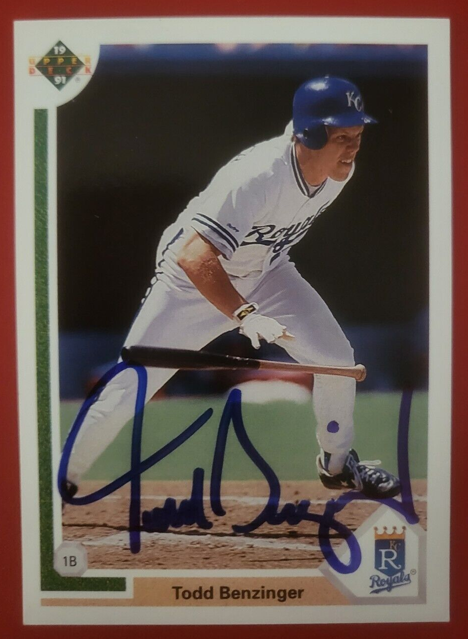 1991 UPPER DECK TODD BENZINGER KANSAS CITY ROYALS SIGNED AUTOGRAPHED CARD #41F