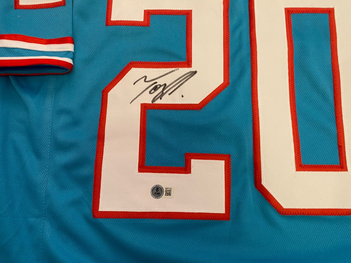 TONY POLLARD TENNESSEE TITANS #20 SIGNED AUTOGRAPH CUSTOM BLUE JERSEY BECKETT A