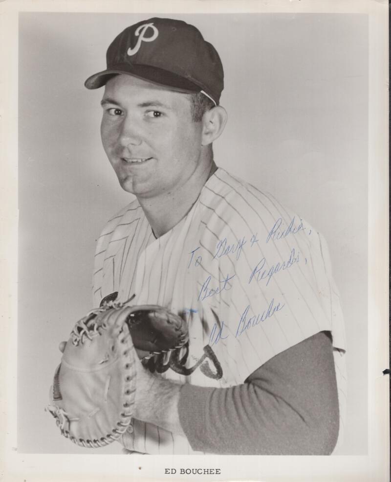 ED BOUCHEE PHILLIES PERSONALIZED RARE SIGNED AUTOGRAPHED 8X10 PHOTO W/ COA
