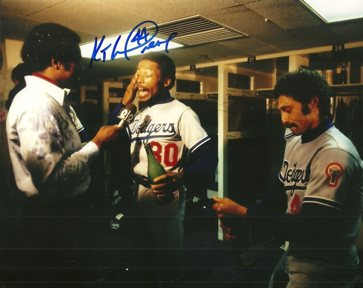 KEN LANDREAUX LOS ANGELES DODGERS SIGNED AUTO 8x10 PHOTO W/COA CELEBRATE