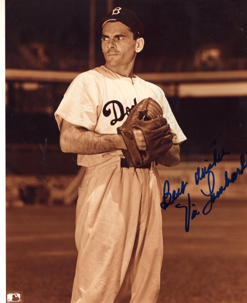 VIC LOMBARDI BROOKLYN DODGERS SIGNED AUTOGRAPHED 8X10 PHOTO W/COA
