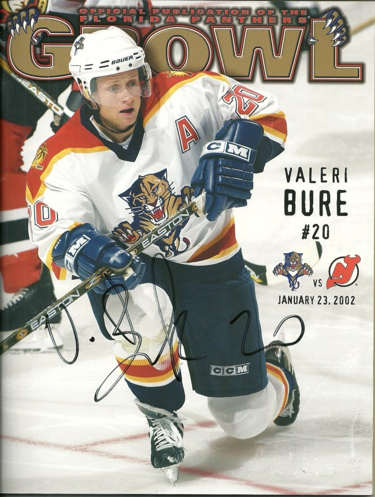 VALERI BURE FLORIDA PANTHERS SIGNED AUTO GROWL PROGRAM W/COA