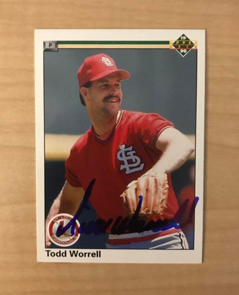 TODD WORRELL ST. LOUIS CARDINALS AUTOGRAPHED 1990 UPPER DECK CARD #467 W/COA 