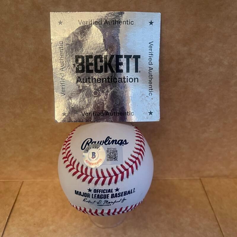 JUSTIN TURNER RED SOX/DODGERS SIGNED AUTOGRAPHED M.L. BASEBALL BECKETT AUTH
