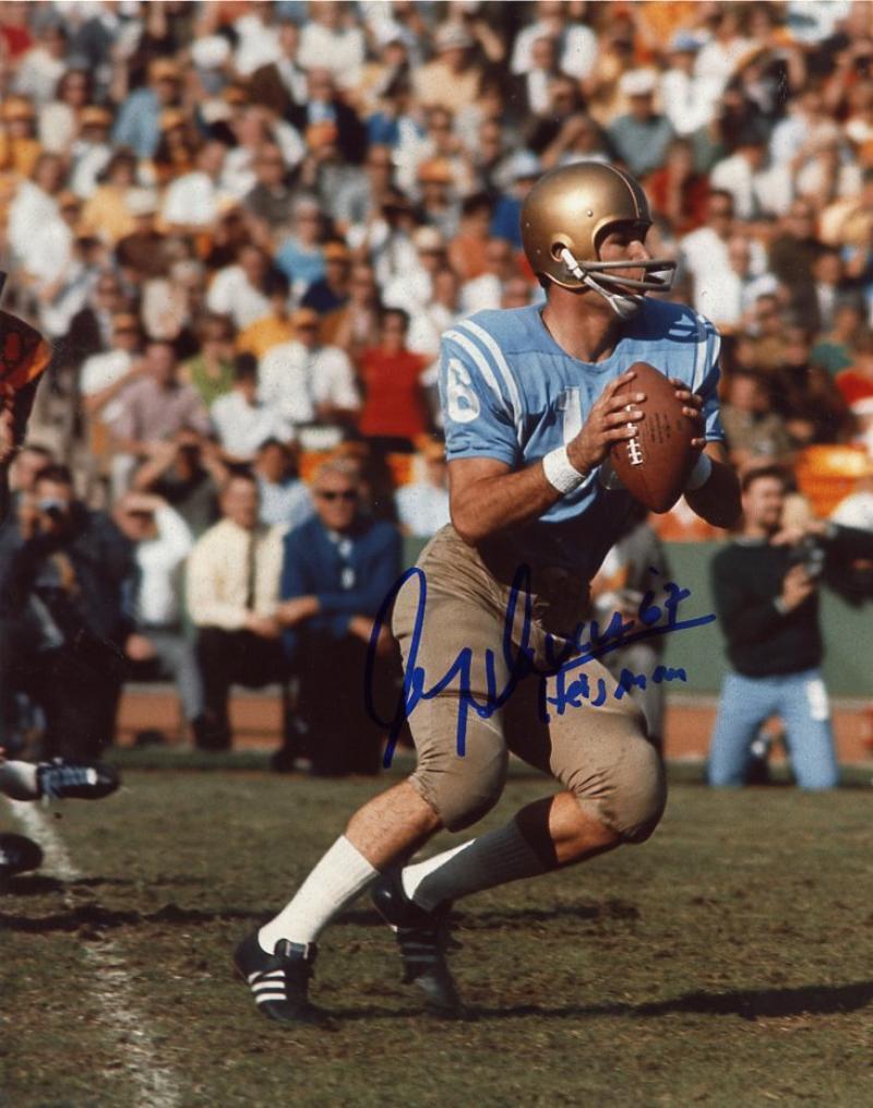 GARY BEBAN UCLA 67 HEISMAN BACK TO PASS SIGNED AUTOGRAPHED 8X10 PHOTO W/COA