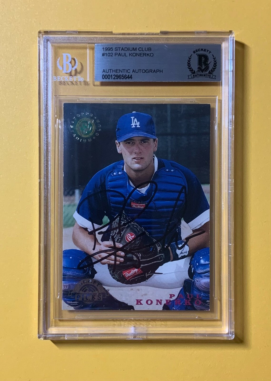 1995 STADIUM CLUB PAUL KONERKO DODGERS BECKETT AUTHENTIC AUTOGRAPH ROOKIE 