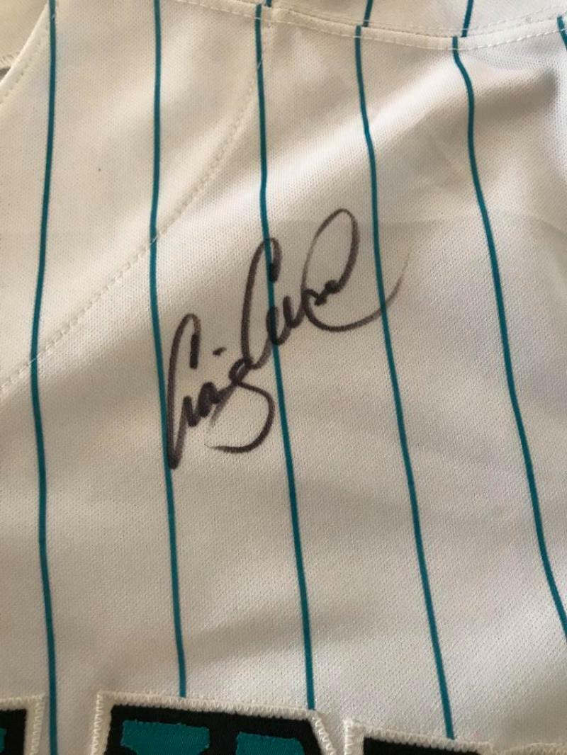 FLORIDA MARLINS SIZE 40 JERSEY SIGNED BY COUNSELL/ABBOTT/AL LEITER  WCOA