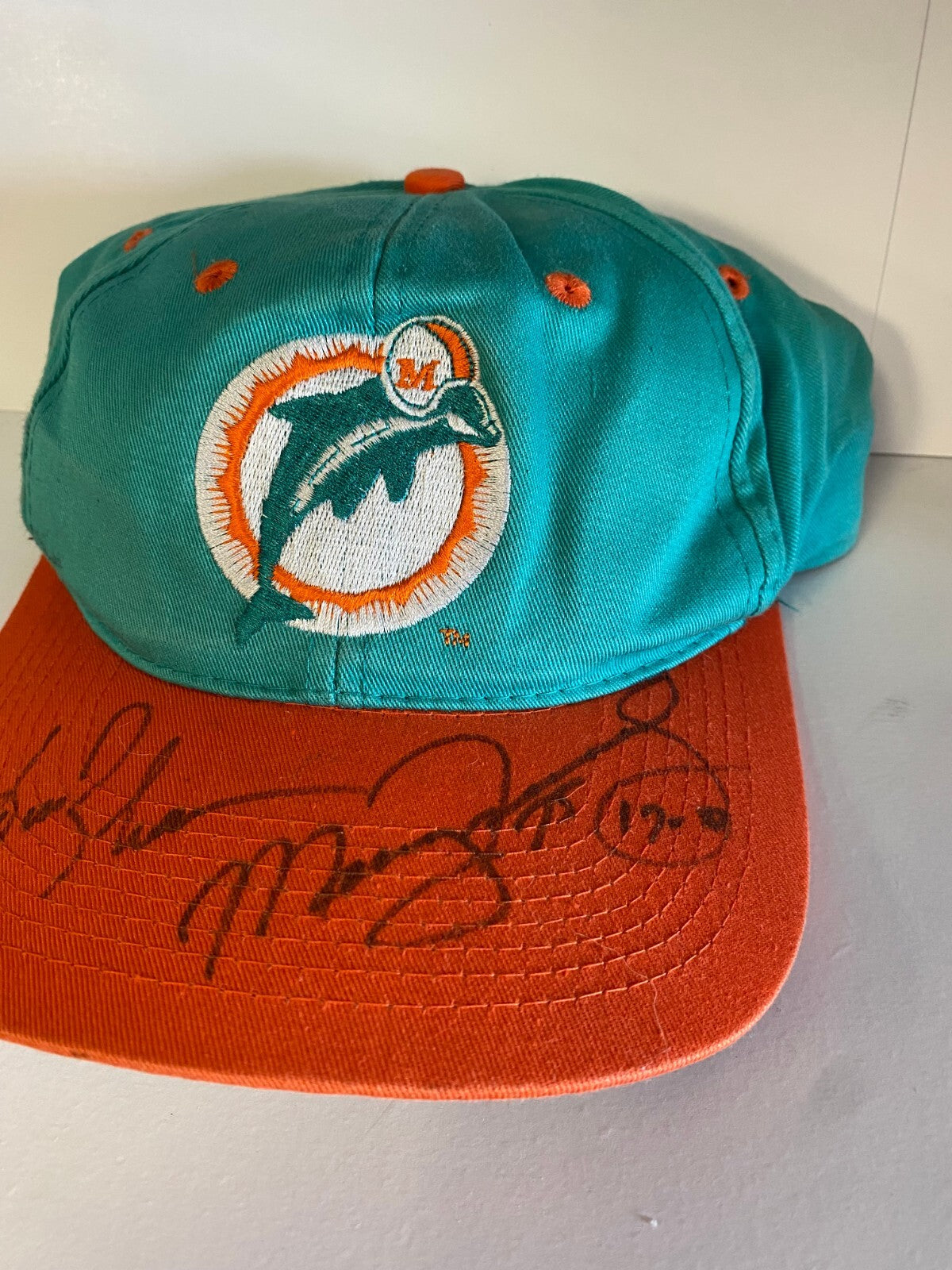 KIM BOKAMPER & MANNY FERNANEZ MIAMI DOLPHINS DUAL SIGNED THROWBACK HAT W/COA