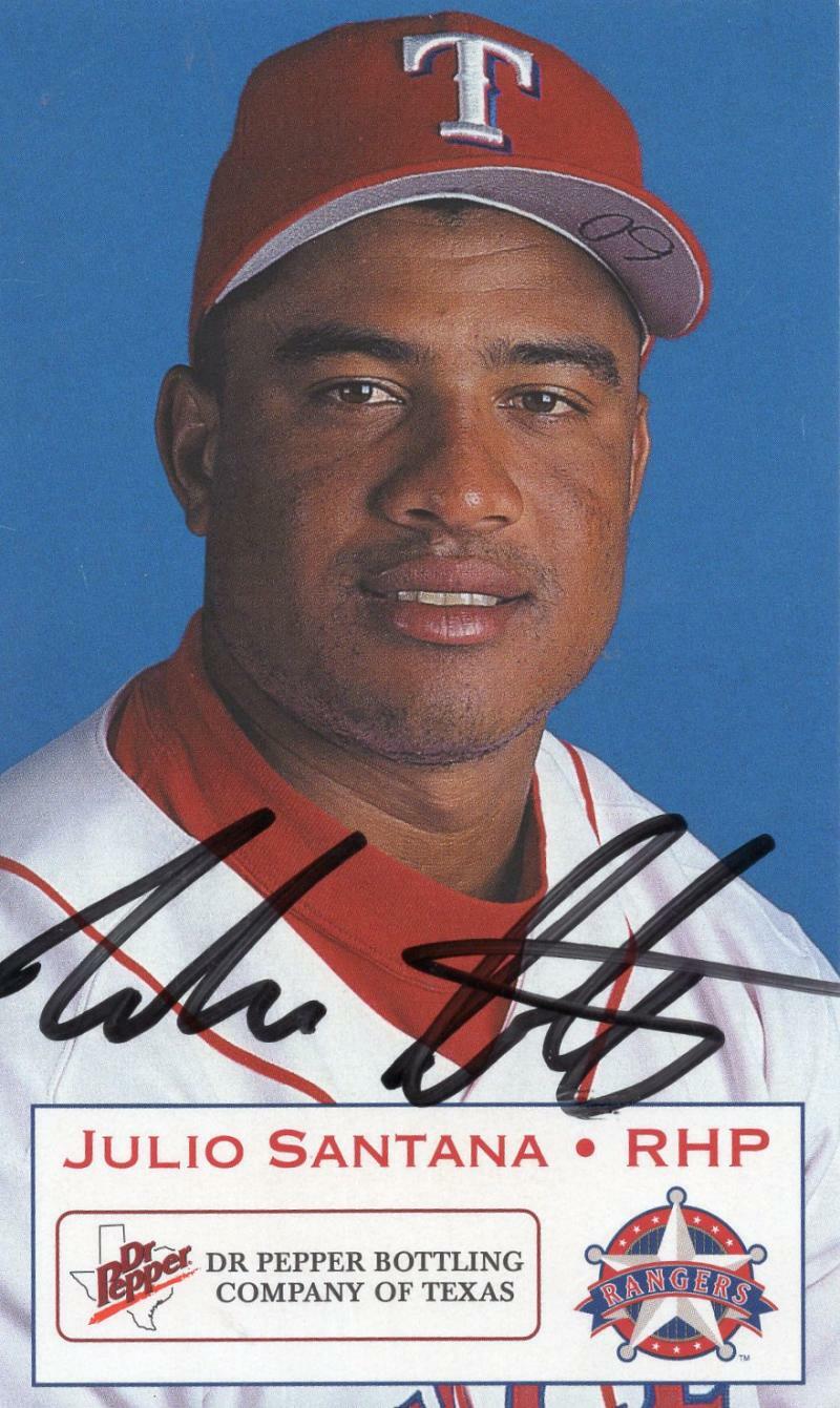JULIO SANTANA TEXAS RANGERS  SIGNED 3X5 POSTCARD W/ COA