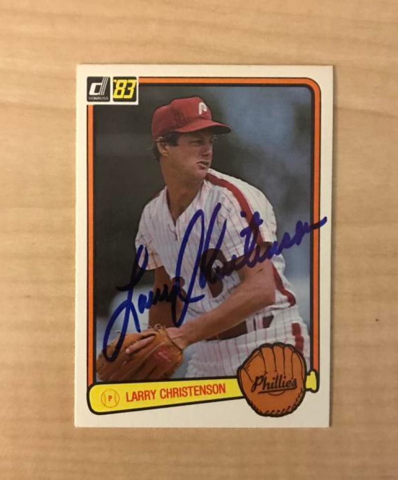 LARRY CHRISTENSON PHILADELPHIA PHILLIES SIGNED 1983 DONRUSS CARD #345 W/COA
