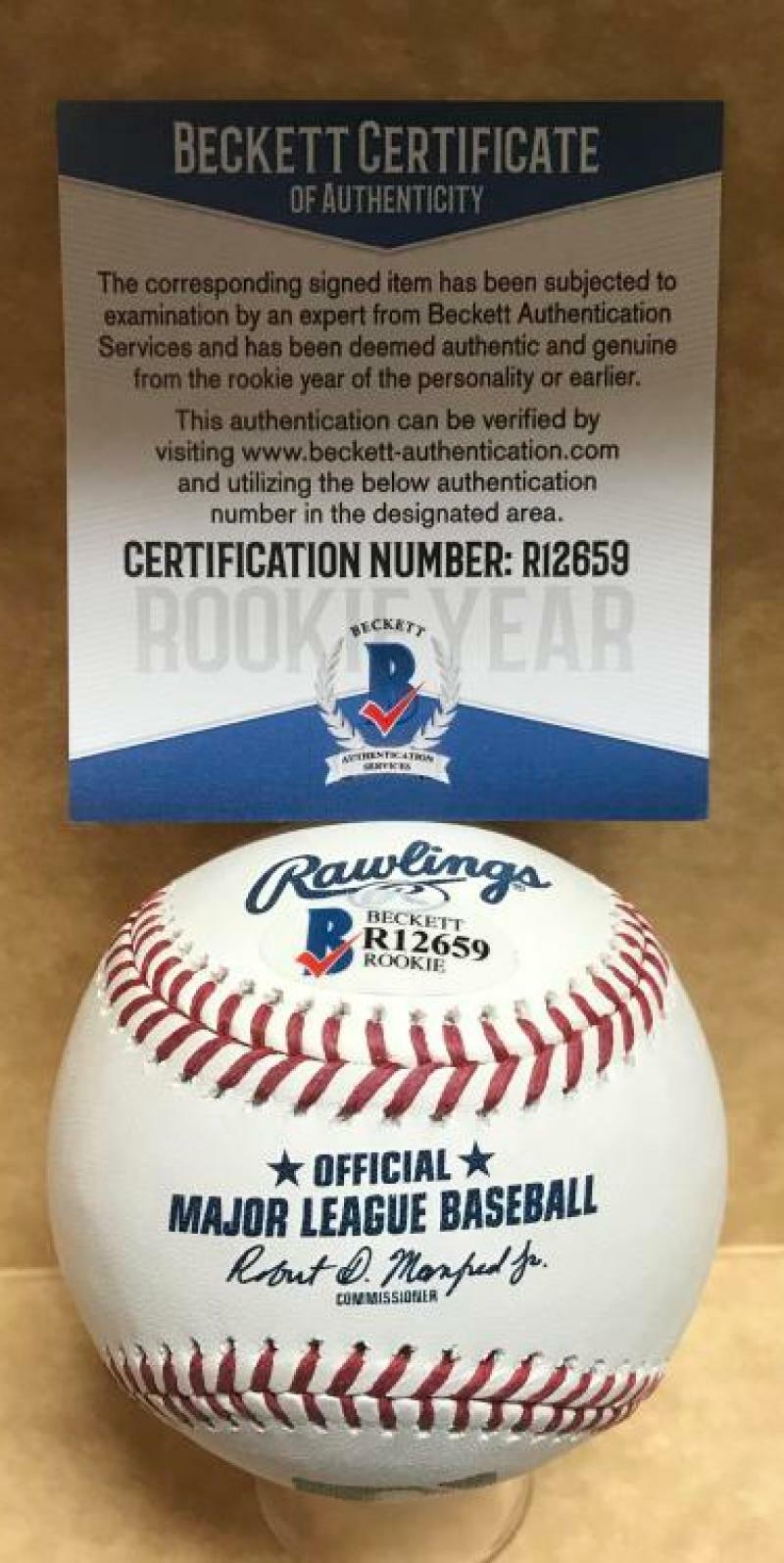 ANDY SUGILIO CINCINNATI REDS SIGNED AUTOGRAPHED M.L. BASEBALL BECKETT R12659