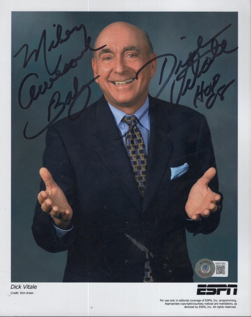DICK VITALE PERSONALIZED ESPN SIGNED 8X10 PHOTO BECKETT BJ031253