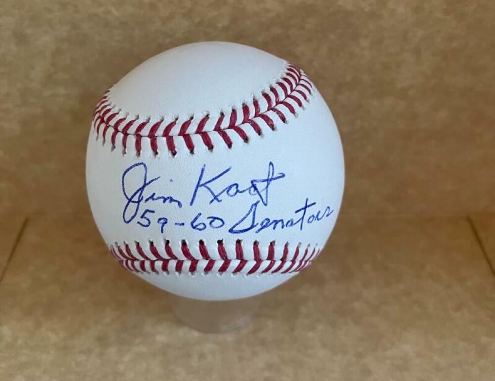 JIM KAAT 59-60 SENATORS SIGNED AUTOGRAPHED M.L. BASEBALL BAS BB25593