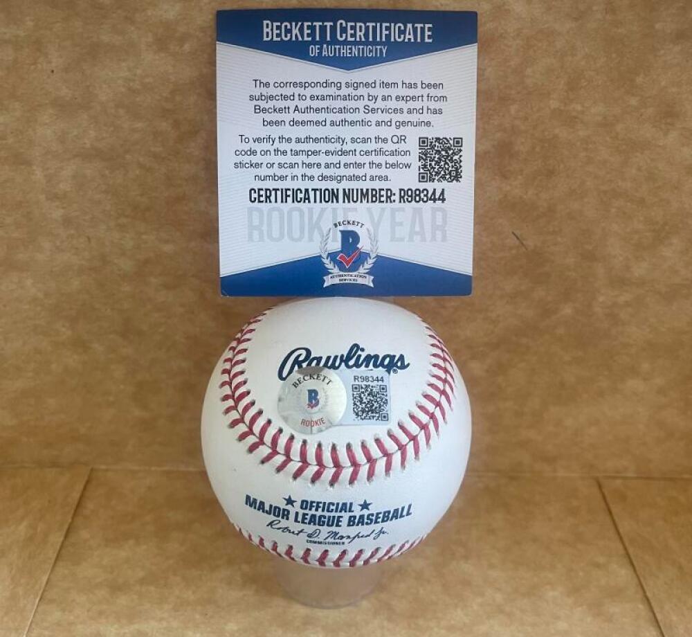MAX MEYER MIAMI MARLINS SIGNED AUTOGRAPHED M.L. BASEBALL BECKETT AUTH