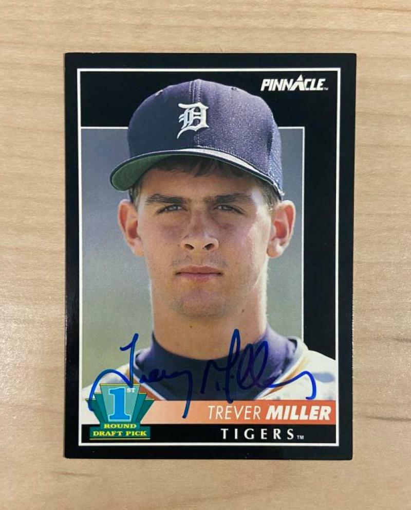 TREVER MILLER DETROIT TIGERS SIGNED AUTOGRAPHED 1992 PINNACLE CARD #579 W/COA