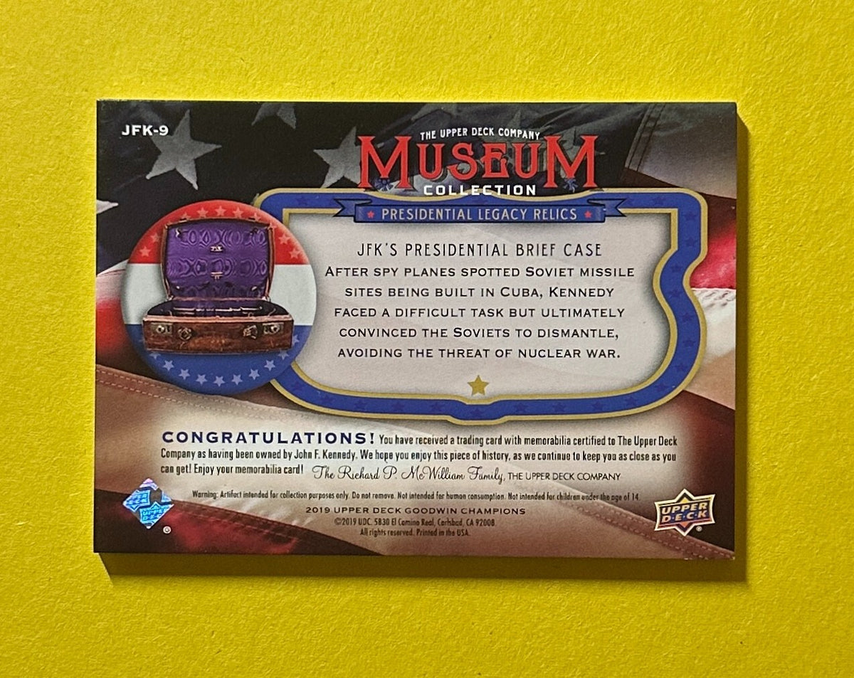 2019 UPPER DECK GOODWIN CHAMPIONS JOHN F. KENNEDY PRESIDENTIAL BRIEF CASE RELIC