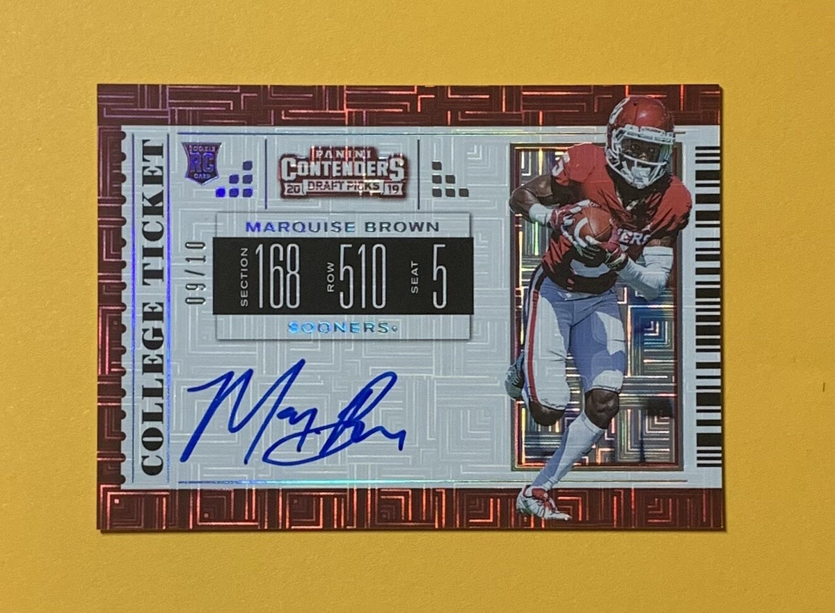 2019 PANINI CONTENDERS DRAFT PICKS MARQUISE BROWN ROOKIE AUTO /10 #102 RAVENS