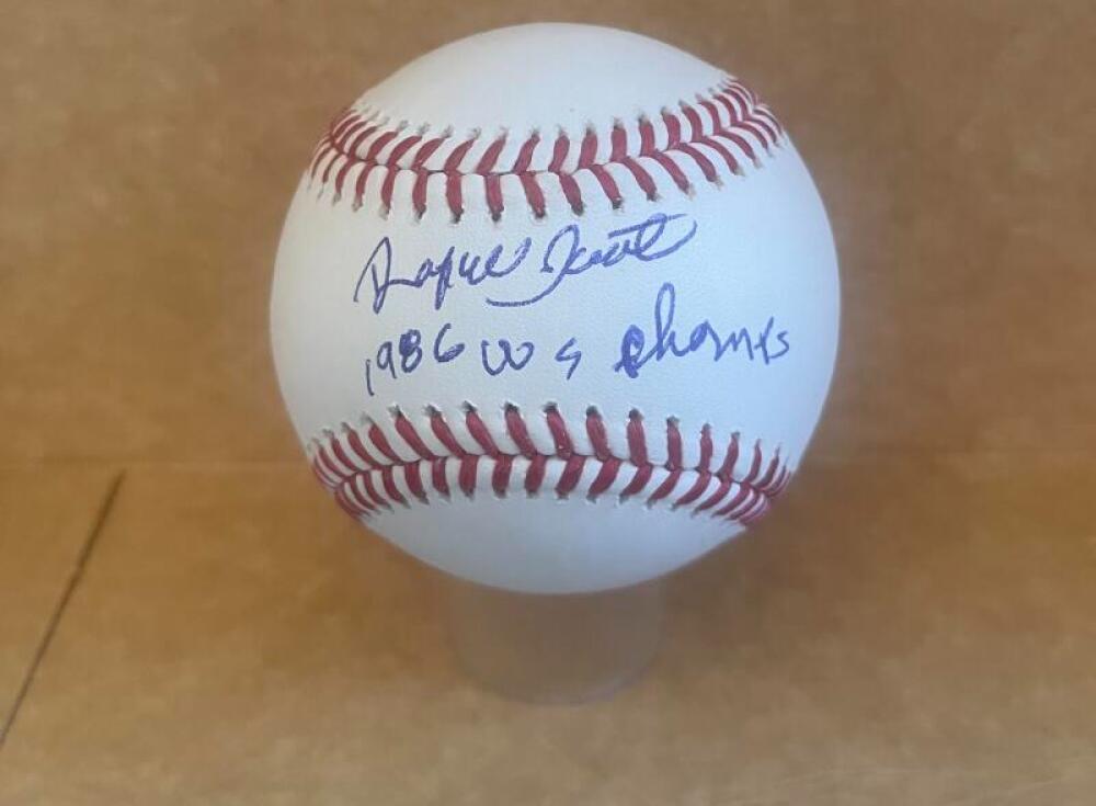 RAFAEL SANTANA METS 1986 WS CHAMPS SIGNED AUTO M.L. BASEBALL BECKETT AUTH