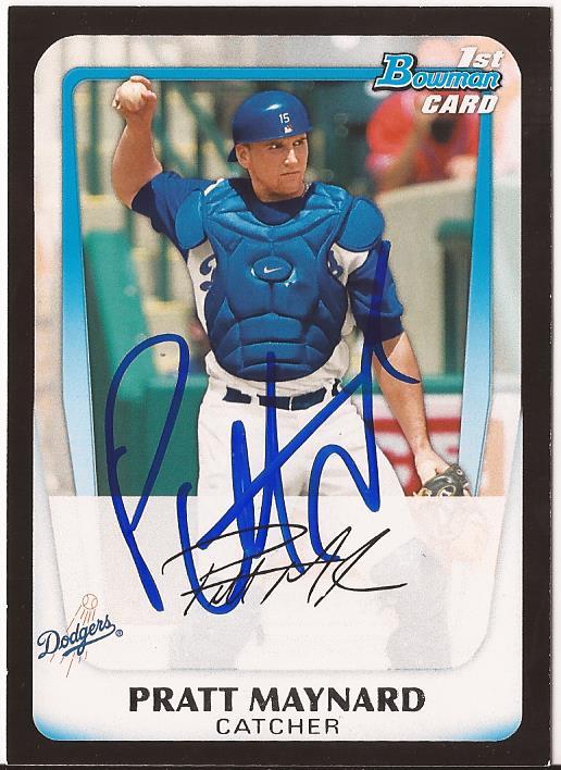 PRATT MAYNARD LOS ANGELES DODGERS SIGNED AUTOGRAPHED 2012 BOWMAN RC #5 W/COA 