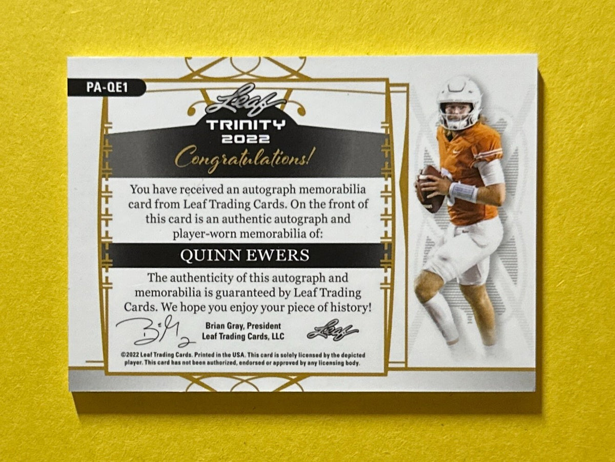 2022 LEAF TRINITY QUINN EWERS PATCH AUTOGRAPH /99 #PA-QE1 TEXAS DOLPHINS