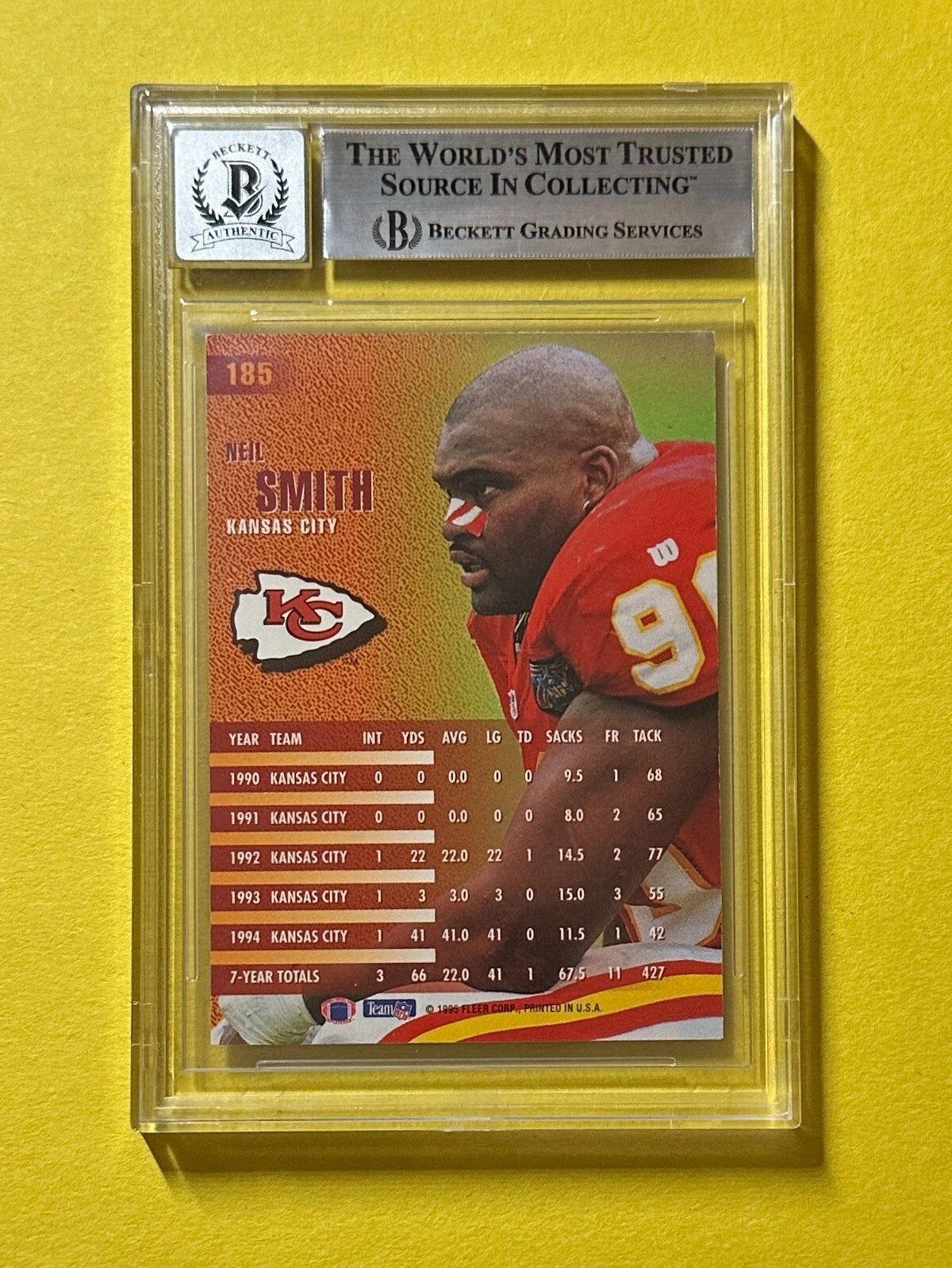 1995 FLEER NEIL SMITH ALL-PROS #185 BECKETT 10 AUTHENTIC SIGNED AUTOGRAPH CARD