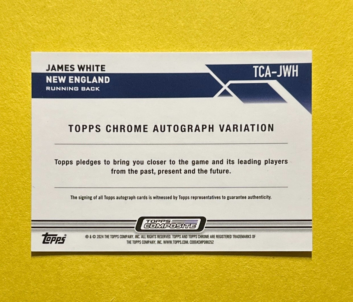2024 TOPPS COMPOSITE CHROME JAMES WHITE AUTOGRAPH #TCA-JWH NEW ENGLAND GEOMETRIC