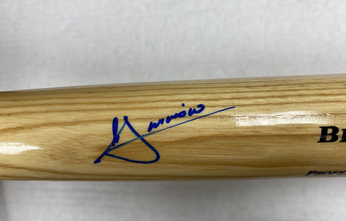 ANDRELTON SIMMONS BRAVES ANGELS CUBS SIGNED AUTOGRAPH RAWLINGS BLONDE BAT COA *