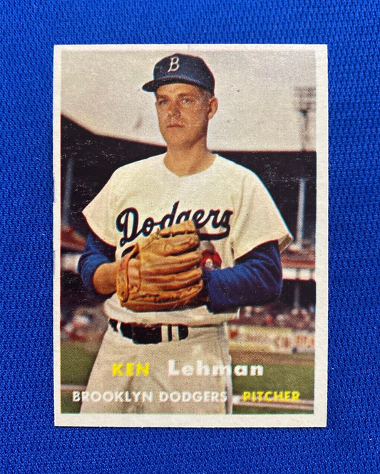 1957 TOPPS KEN LEHMAN BROOKLYN DODGERS #366 CARD VINTAGE SET-BREAK
