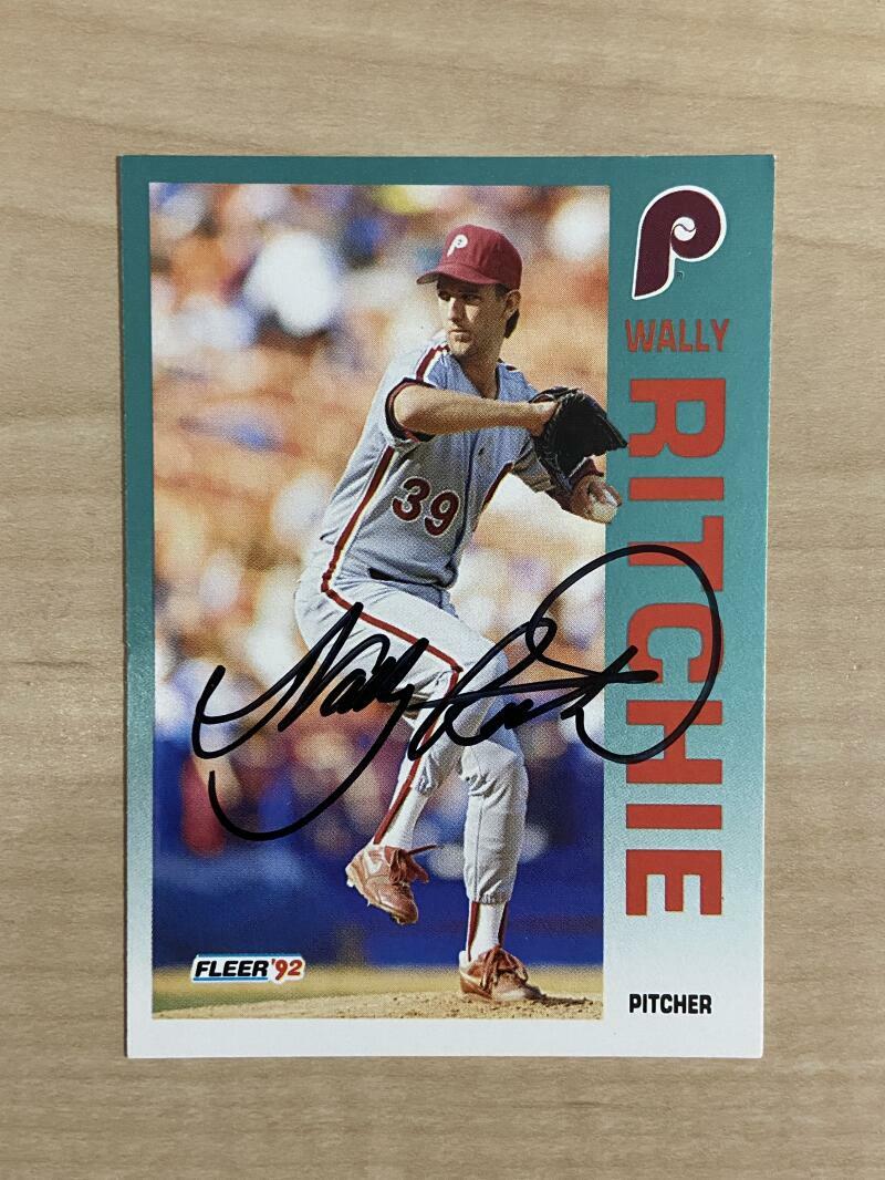 WALLY RITCHIE PHILADELPHIA PHILLIES SIGNED 1992 FLEER CARD #543 W/COA