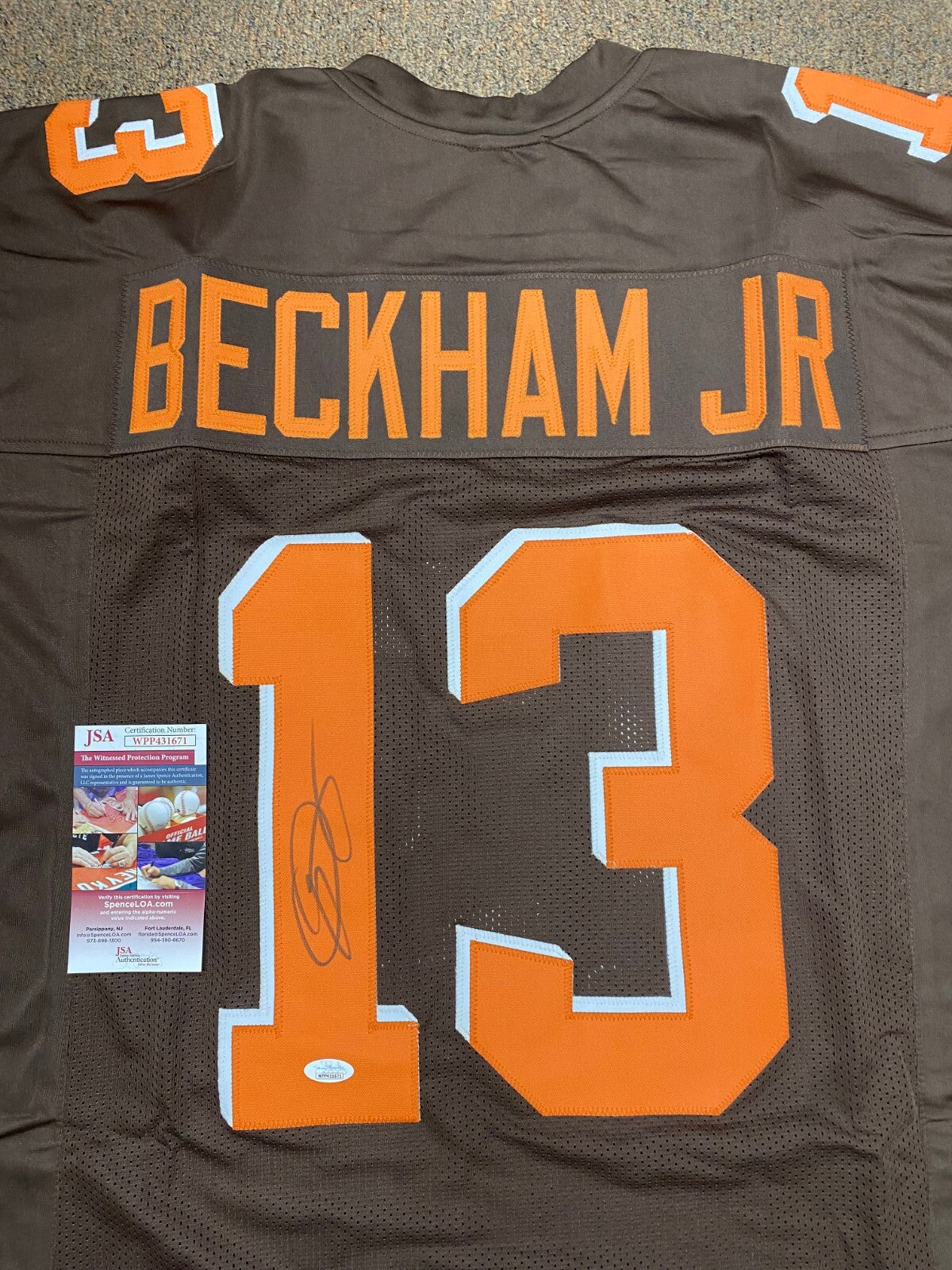 ODELL BECKHAM JR #13 CLEVELAND BROWNS SIGNED AUTOGRAPHED CUSTOM JERSEY SZ XL JSA