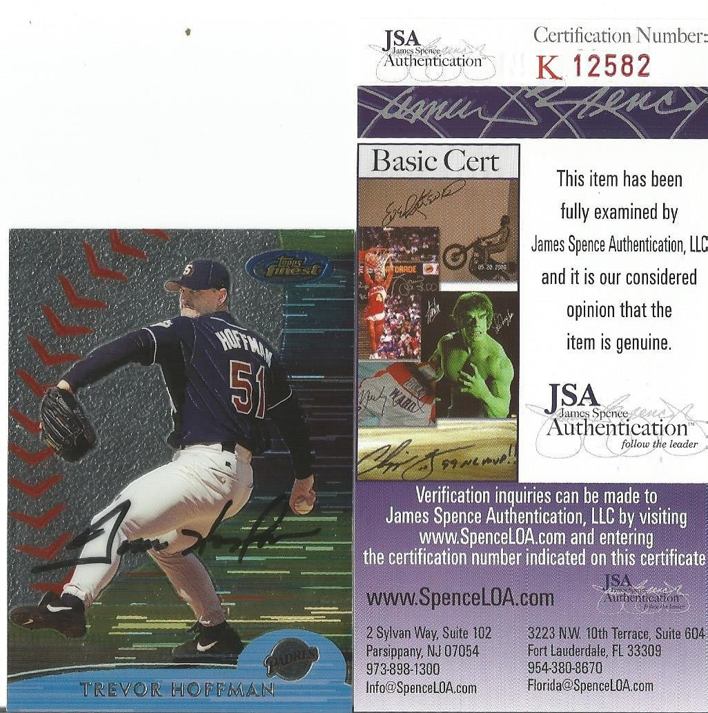 TREVOR HOFFMAN SD PADRES SIGNED AUTOGRAPH 2000 TOPPS FINEST CARD JSA COA #K12582