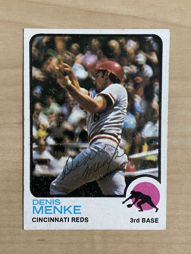 DENIS MENKE CINCINNATI REDS SIGNED AUTOGRAPHED 1973 TOPPS CARD #52 W/COA