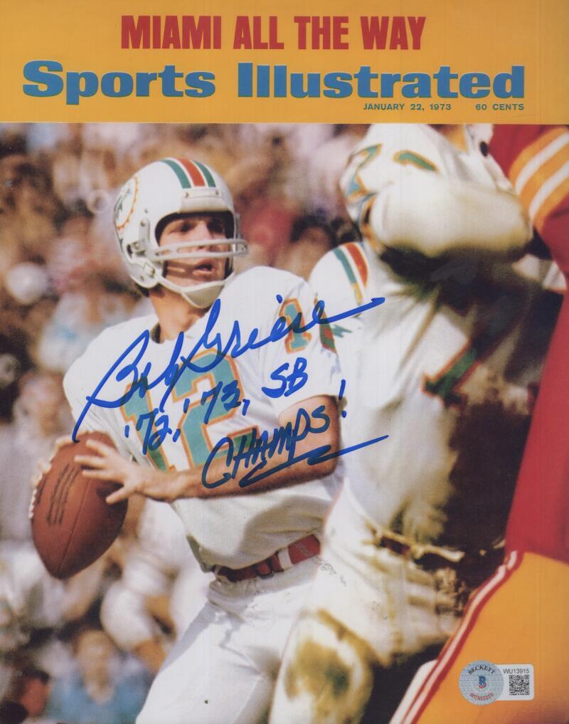BOB GRIESE DOLPHINS 72,73 SB CHAMPS SIGNED AUTOGRAPHED 8X10 PHOTO BECKETT 