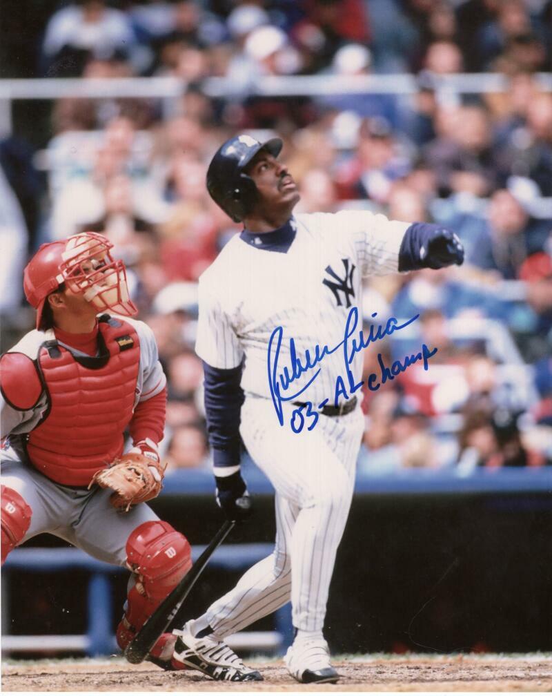 RUBEN SIERRA NEW YORK YANKEES 03 AL CHAMPS  SIGNED AUTOGRAPHED 8X10 PHOTO W/ COA
