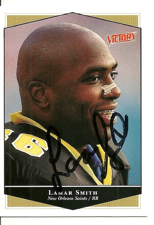 LAMAR SMITH NEW ORLEANS SAINTS SIGNED AUTOGRAPHED 1999 UPPER DECK CARD #164 COA 