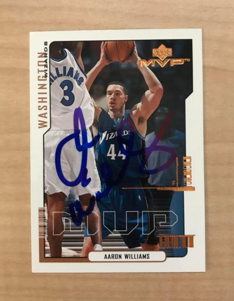 AARON WILLIAMS WASHINGTON WIZARDS AUTOGRAPHED 2000 UPPER DECK CARD #186 W/COA