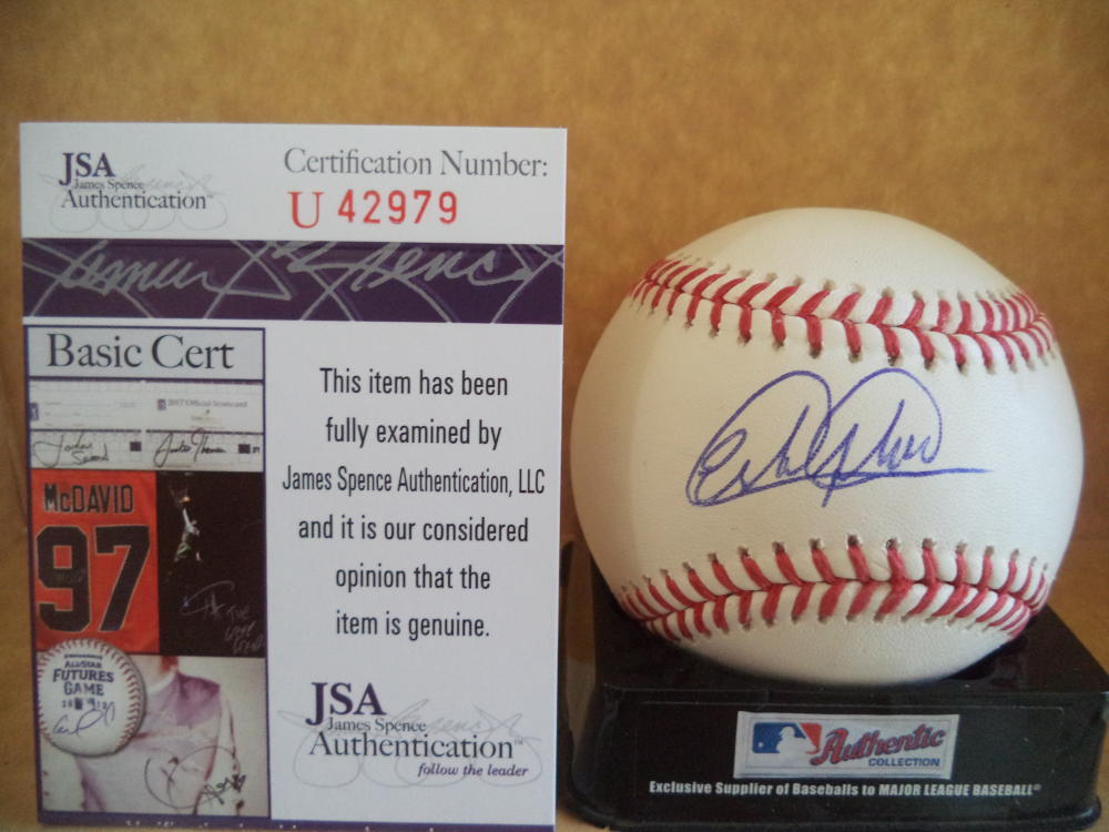 ESTEVAN FLORIAL NEW YORK YANKEES SIGNED AUTOGRAPHED M.L. BASEBALL JSA #U42979
