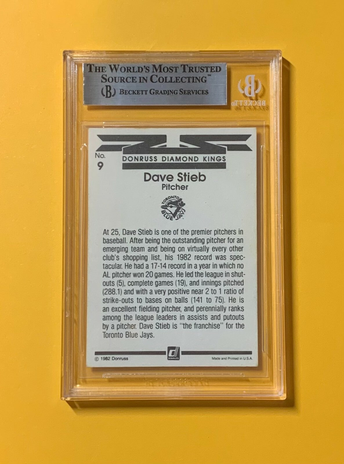 1983 DONRUSS DAVE STIEB #9 AUTHENTIC AUTO BECKETT CERTIFIED BLUE JAYS 