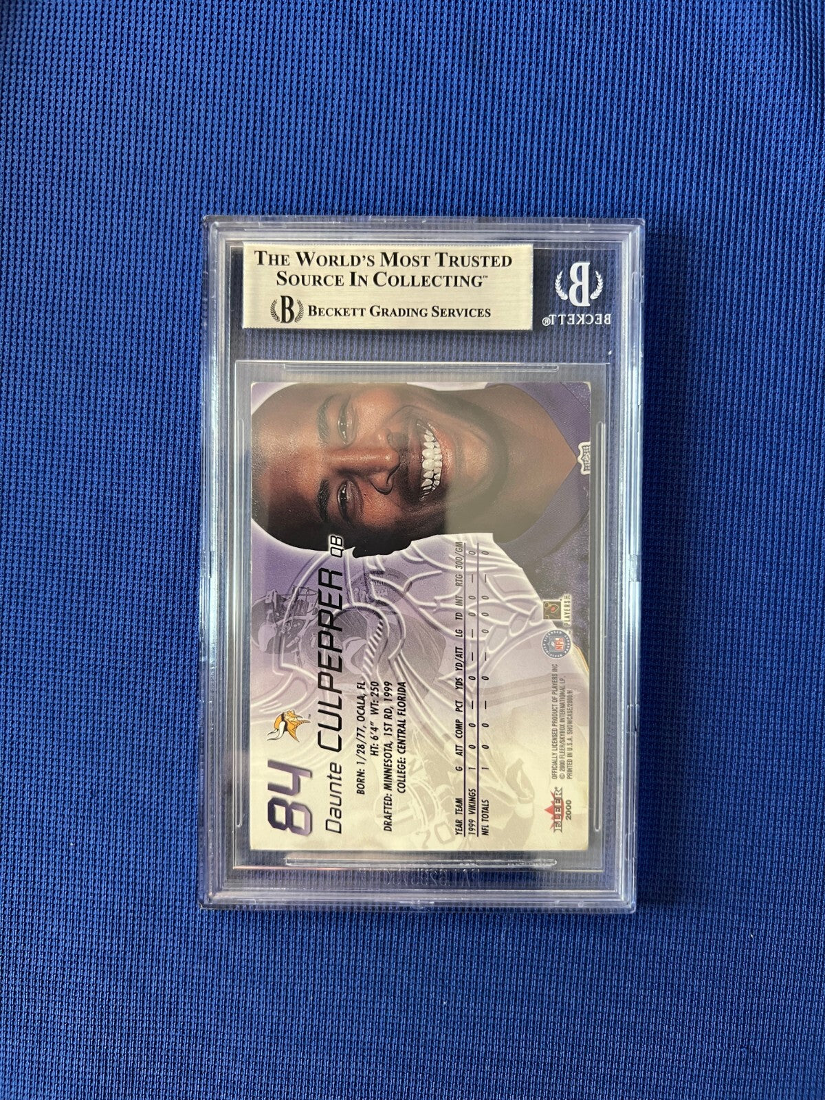 2000 FLEER SHOWCASE DAUNTE CULPEPPER MINNESOTA VIKINGS SIGNED AUTO #84 BECKETT