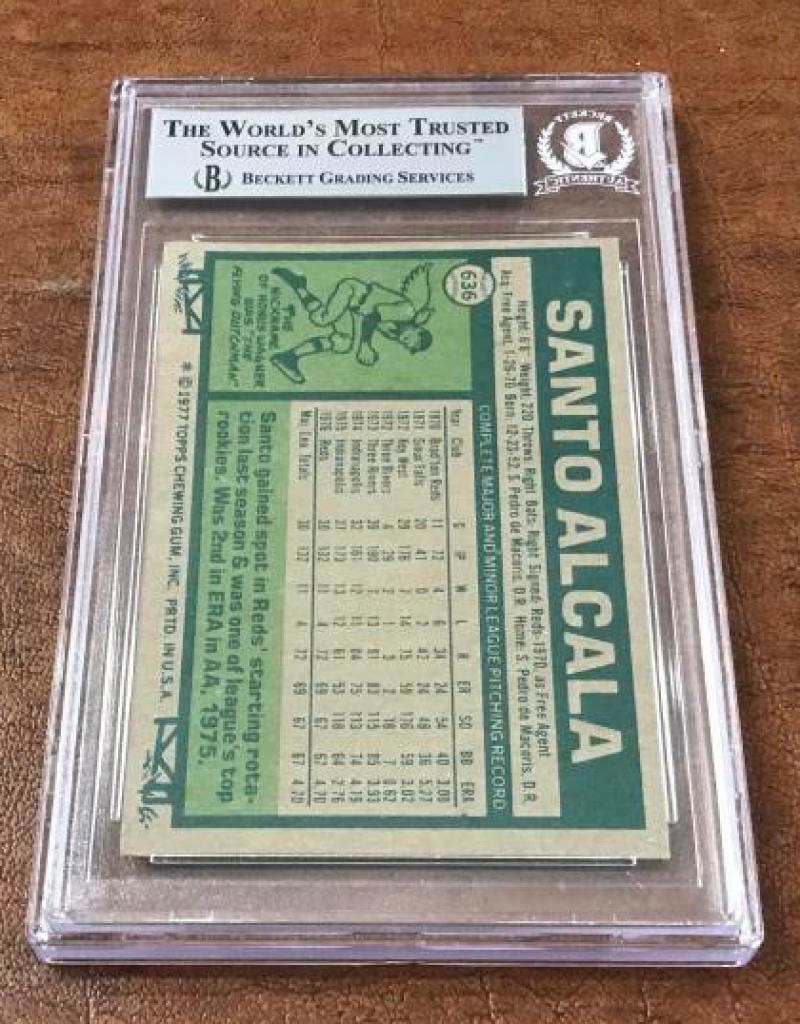 1977 TOPPS SANDY ALCALA REDS SIGNED CARD BECKETT AUTHENTIC AUTOGRAPH