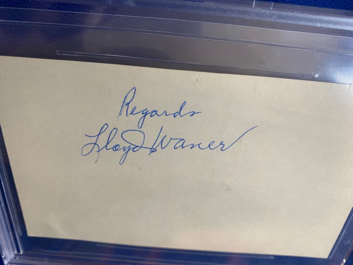 LLOYD WANER BASEBALL GREAT SIGNED AUTOGRAPHED INDEX CARD BECKETT AUTHENTIC